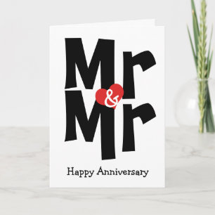Carte Monsieur et Monsieur Gay Mariage Noir Blanc Annive