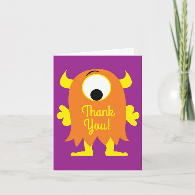 Carte Monster Cute Funny 1er anniversaire Thème de fête (Devant)