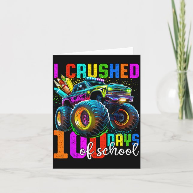 Carte Monster Truck 100th Day Of School Boys 100 Days Of (Devant)