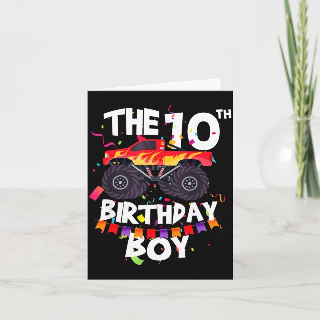 Carte Monster Truck 10th Birthday Boy Funny 10 Years Old (Devant)