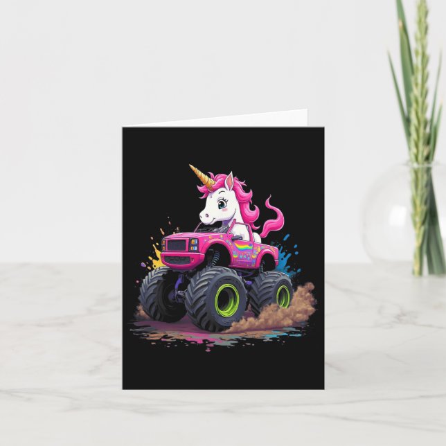 Carte Monster Truck Unicorn Anniversaire Party Monster T (Devant)
