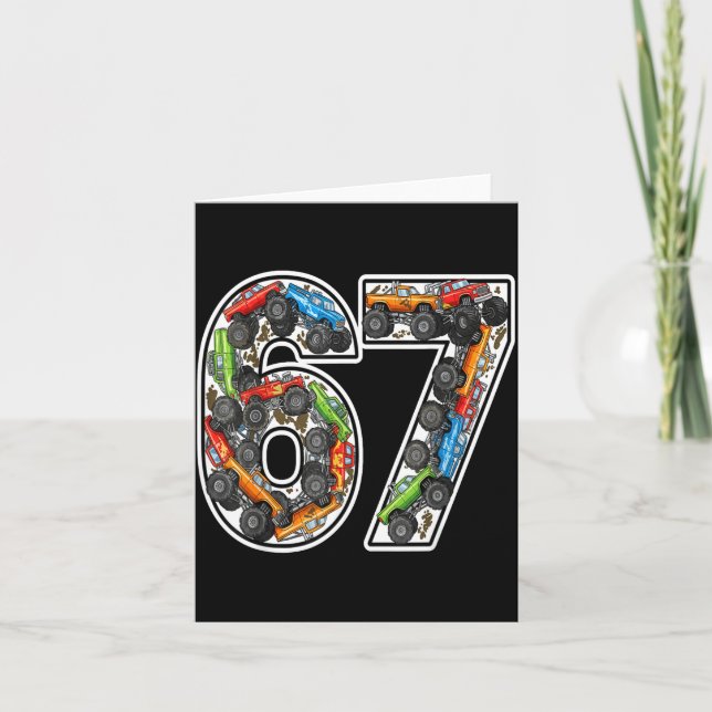 Carte Monster Trucks 67 Meme Funny Design For Boys Kids  (Devant)