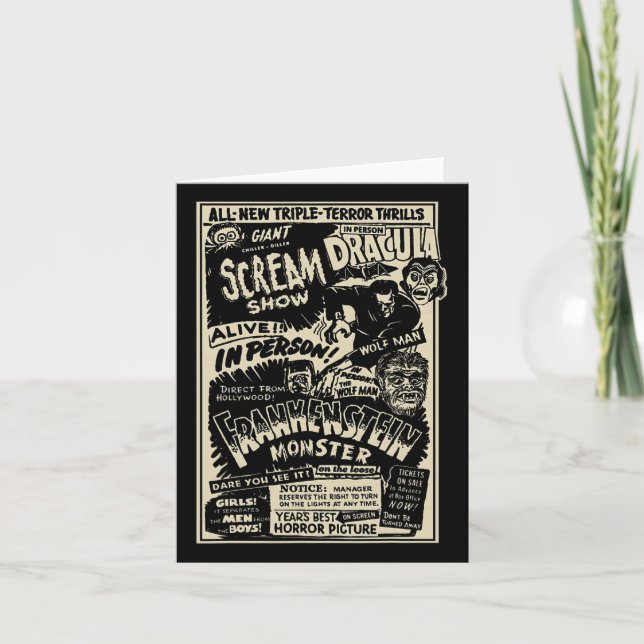 Carte Monstre de film d'horreur Momie Dracula Loup-garou (Devant)