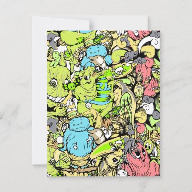 Carte monstres bondés colorés (Devant)