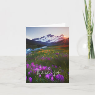 Carte Montagne aquarelle et fleurs personnalisables