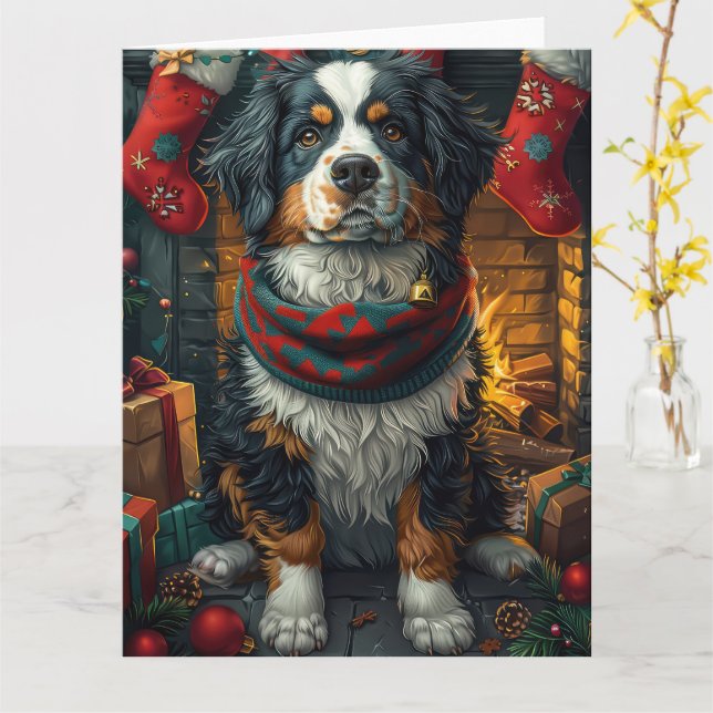 Carte Montagne bernoise avec cheminée de cadeaux de Noël (Fleur jaune)