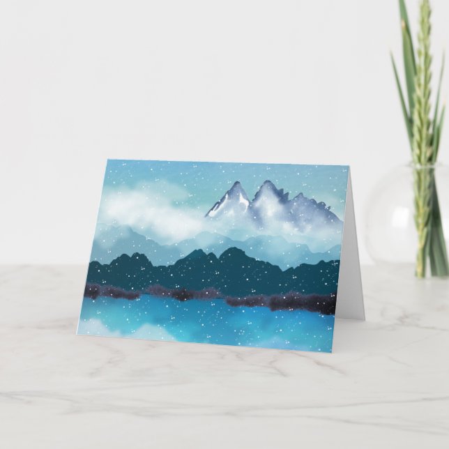 Carte Montagnes et lac en Neige (Devant)