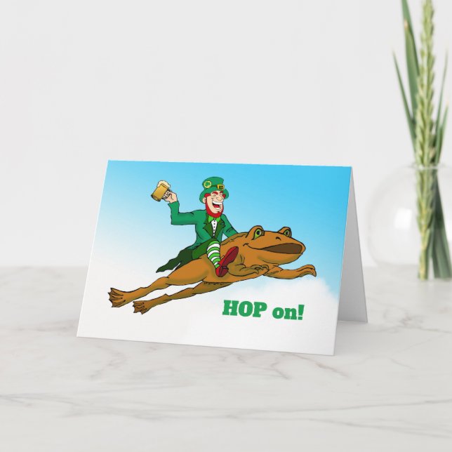Carte Montez sur St. Patrick's Day Leprechaun Frog and B (Devant)