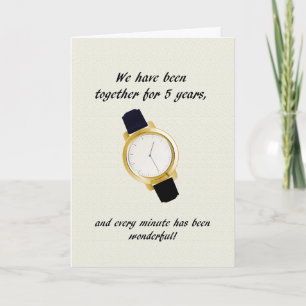 Carte Montre poignet 5e anniversaire Mariage