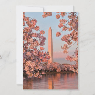Carte Monument Washington avec fleurs de cerisier