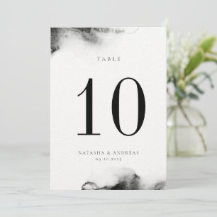 Carte Moody Black Watercolor Mariage Numéro de tab