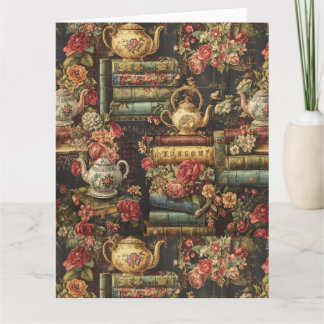 Carte Moody Botanical floral Bookshelf & Teapot