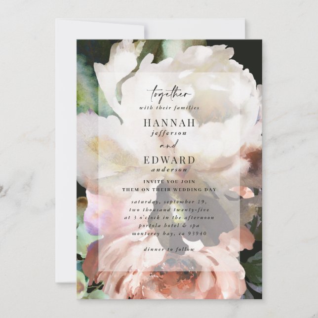 Carte Moody moderne classe sombre automne mariage d'hive (Devant)