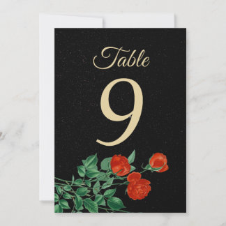 Carte Moody Starry Night Crimson Roses Table Number card