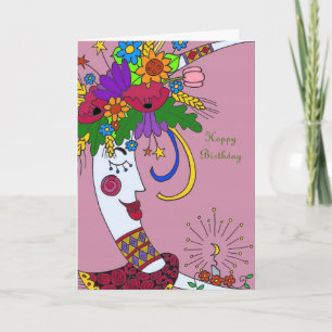 Carte Moon Mama Ukrainienne Folk Art Joyeux Anniversaire