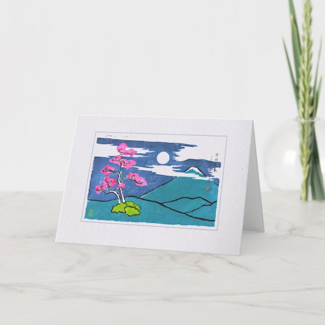 Carte Moon & Plum Blossoms Mt. Fuji (Blank) (Devant)