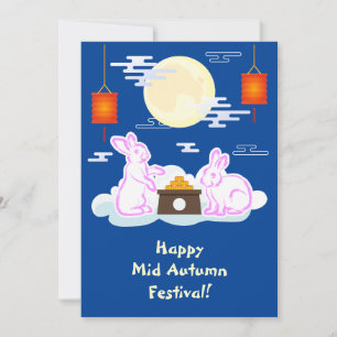 Carte Moon Rabbit Mooncake Nuages Mooncake Festival à la