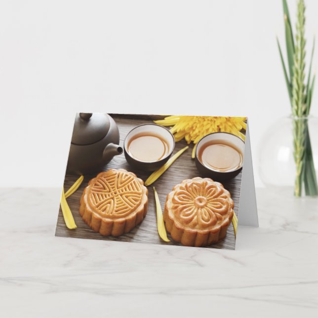Carte Mooncake et thé, mi festival chinois d'automne (Devant)