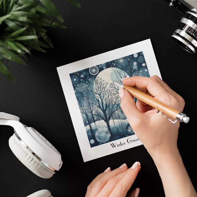 Carte Moonlit Nordic Forest, personnalisable (Créateur téléchargé)