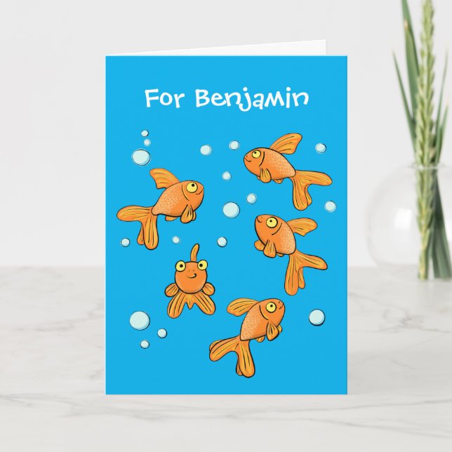 Carte Morceau de poisson rouge orange mignon sur dessin  (Devant)
