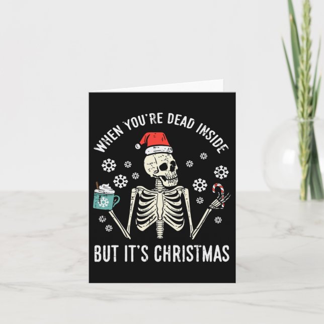 Carte Mort À L'Intérieur Mais Son Noël Squelette Café No (Devant)