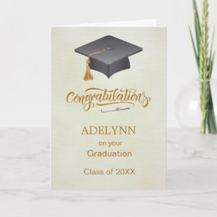 Carte Mortar casquette et diplôme Graduation Félicitatio