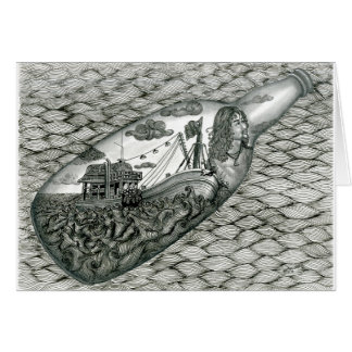 Carte morte d'oeil avec Vannak dans une bouteille