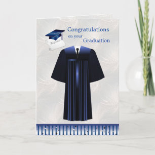 Carte Mortier bleu argenté, Gown et diplôme