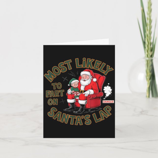 Carte Most Likely To Fart On Santa's Lap Elf Christmas B (Devant)