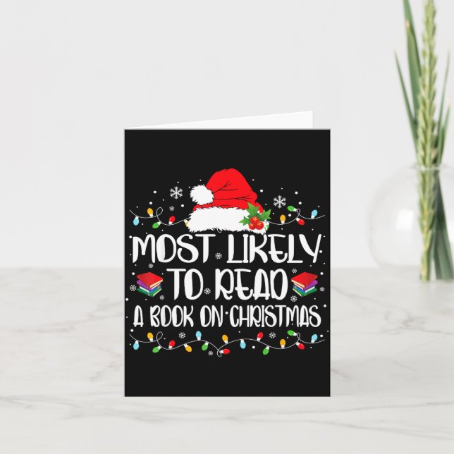Carte Most Likely To Read A Book On Christmas Family Mat (Devant)