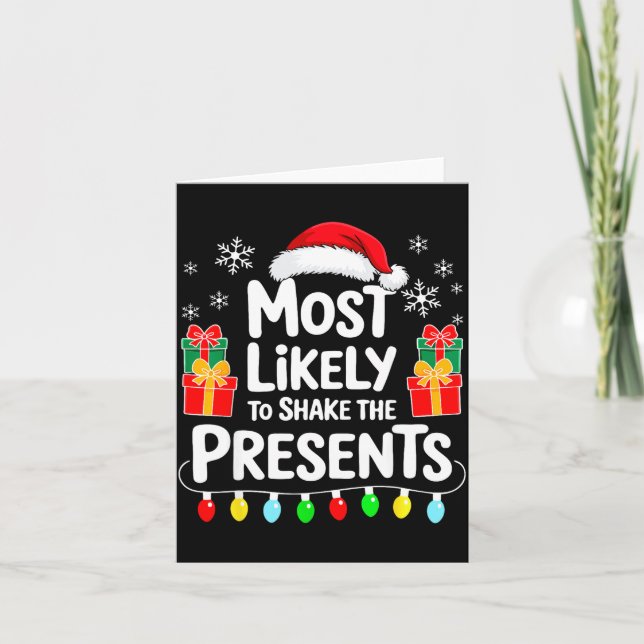 Carte Most Likely To Shake The Shirt Family Christmas  (Devant)