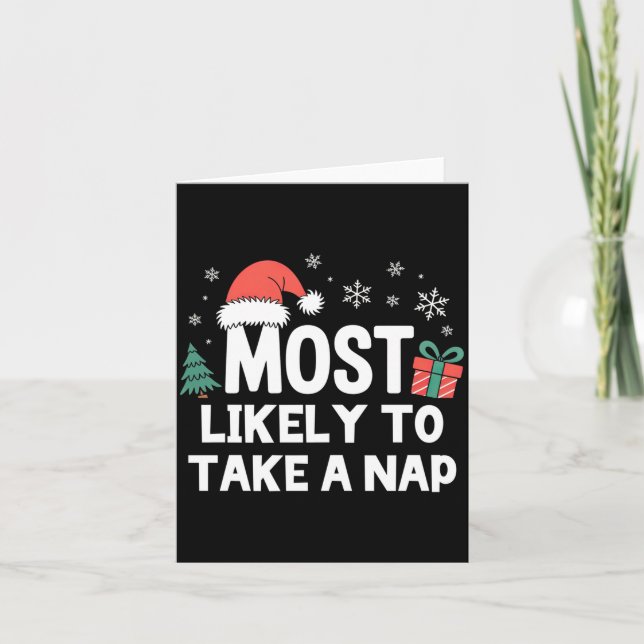 Carte Most Likely To Take A Nap Christmas Funny Xmas Lon (Devant)