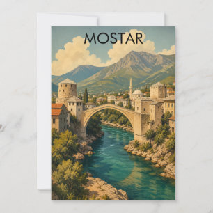 Carte Mostar Bosnie Vieux Pont Stari Voyage Rétro