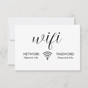 Carte Mot de passe Wifi Blanc Signer Black Wifi Info rés