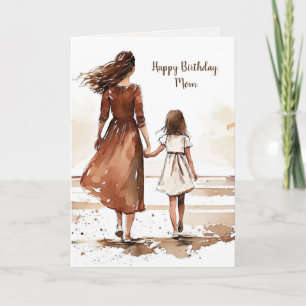 Carte Mother and Daughter Beach Watercolor Painting