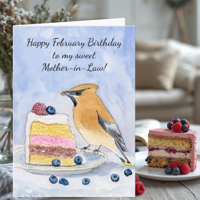 Carte Mother in Law Happy February Birthday Bird (Créateur téléchargé)