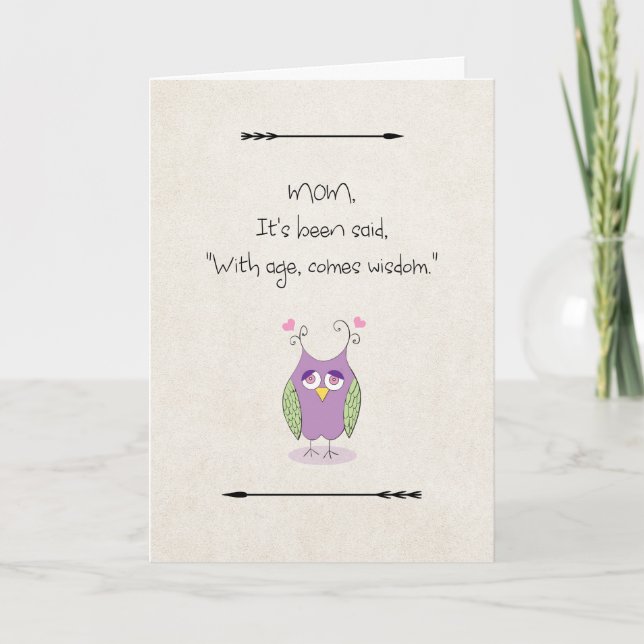 Carte Mother's Day for Maman With Age Comes Wisdom Owl (Devant)