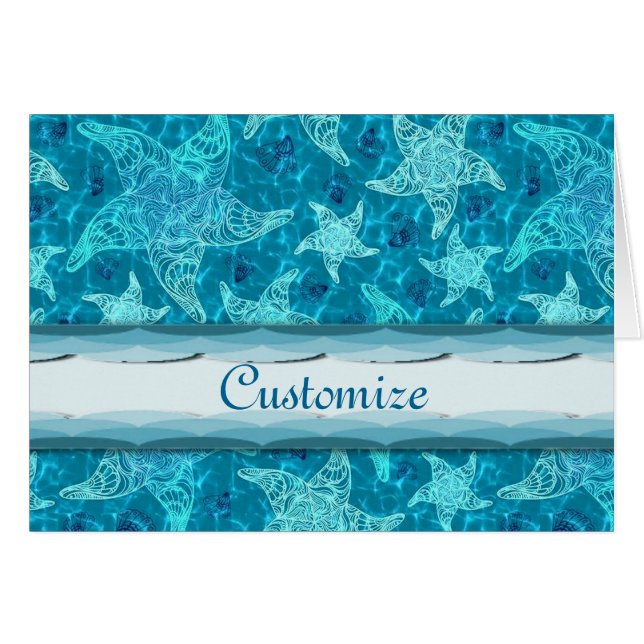 Carte Motif Aqua Blue Starfish (Devant Horizontal)