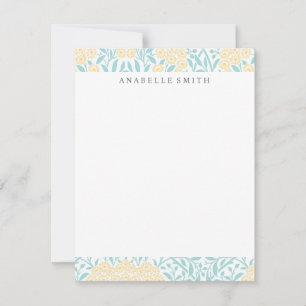Carte Motif Aqua et Jaune Floral Damask