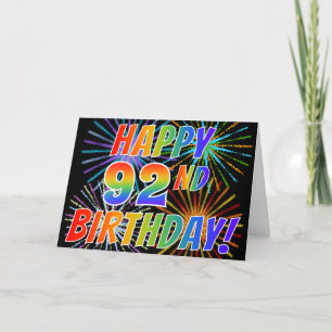 Carte Motif arc-en-ciel "HEUREUX 92ÈME ANNIVERSAIRE !" +