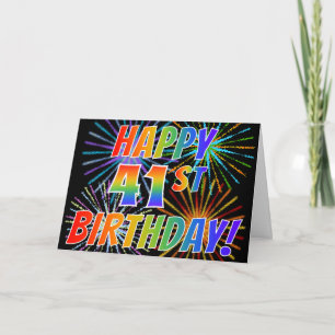 Carte Motif arc-en-ciel "JOYEUX 41e ANNIVERSAIRE !" + Fe