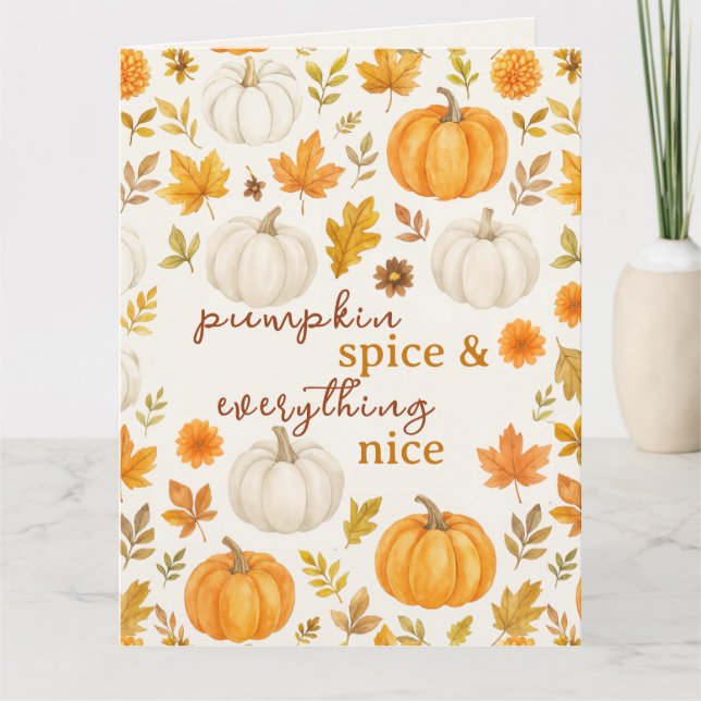 Carte Motif Citrouille mignon | Thanksgiving (Devant)