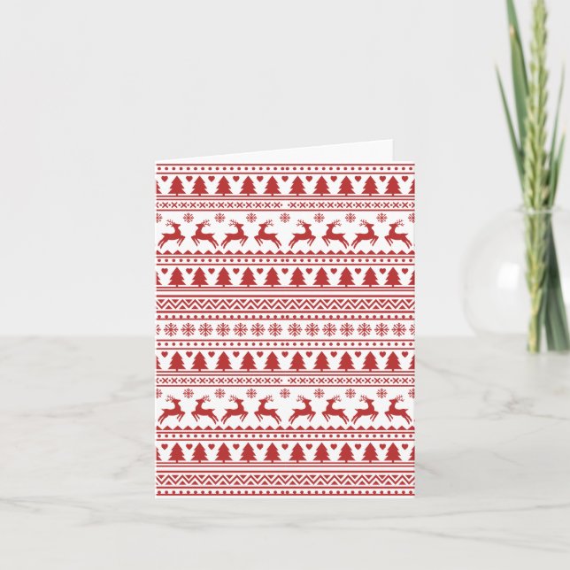 Carte Motif classique rouge scandinave de Noël (Devant)