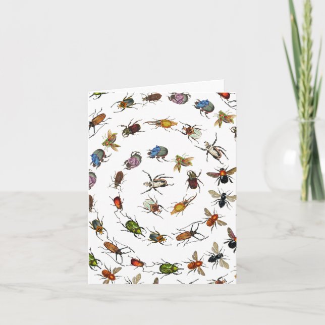 Carte Motif coloré de bugs et de coléoptères Vintages (Devant)