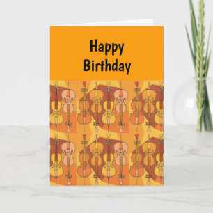 Carte Motif Colorée Cello Anniversaire