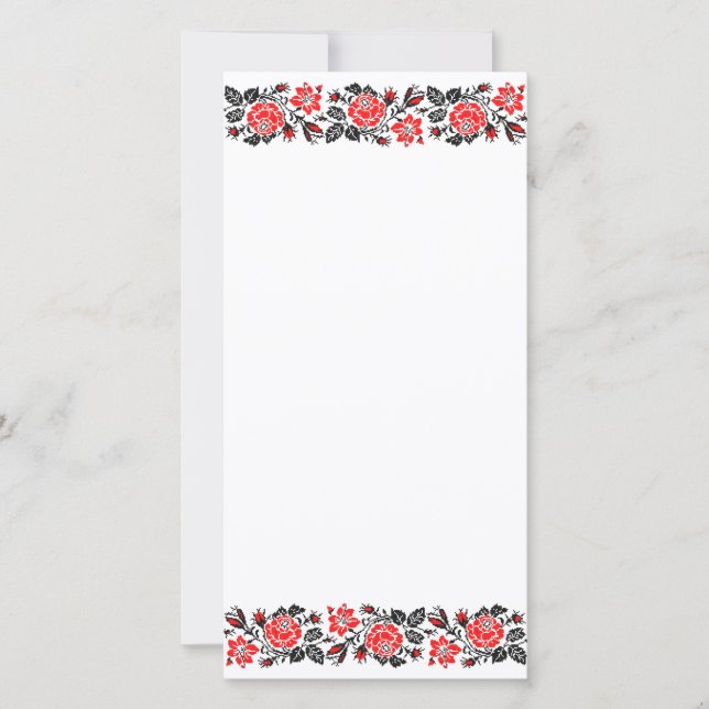 Carte Motif croix Rose rouge et noir (Devant)