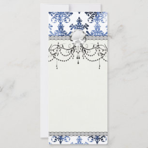 Carte motif damassé blanc et bleu royal