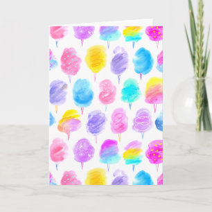 Carte Motif d'aquarelle couleur Coton Candy