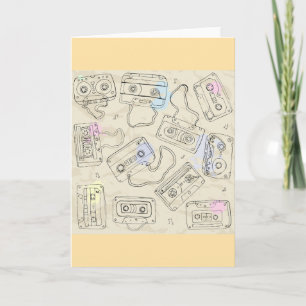 Carte Motif de bande mixte cassette nostalgique rétro de