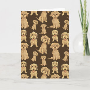 Carte Motif de chien Brown labradoodle doré